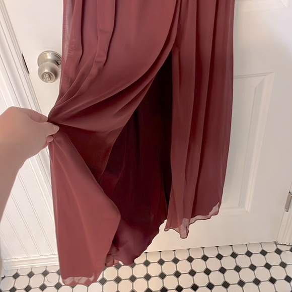 David’s Bridal Bridesmaid OTS Chiffon Burgundy/Wine Gown, size 12,only worn once - Picture 6 of 13